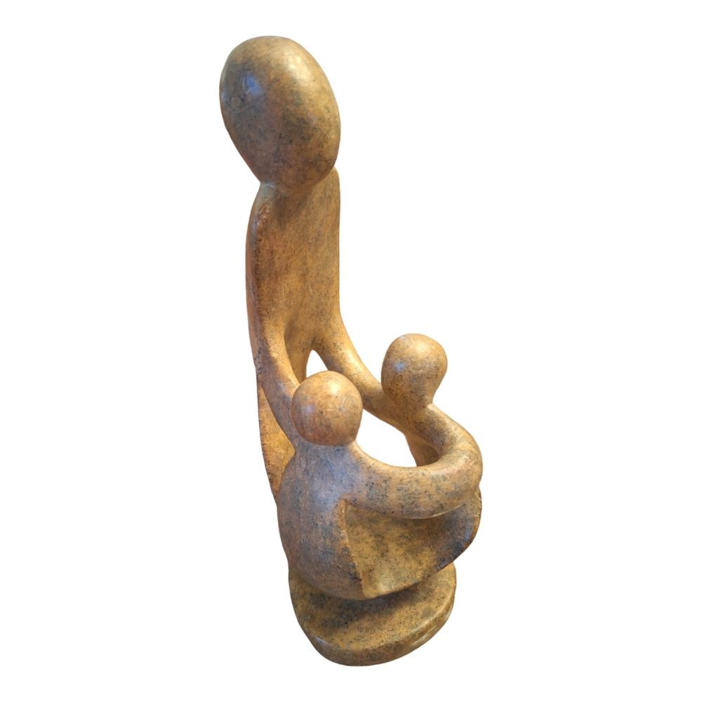Shona Hand Carved Ukama Family Sculpture Serpentine Stone Art Zimbabwe Africa